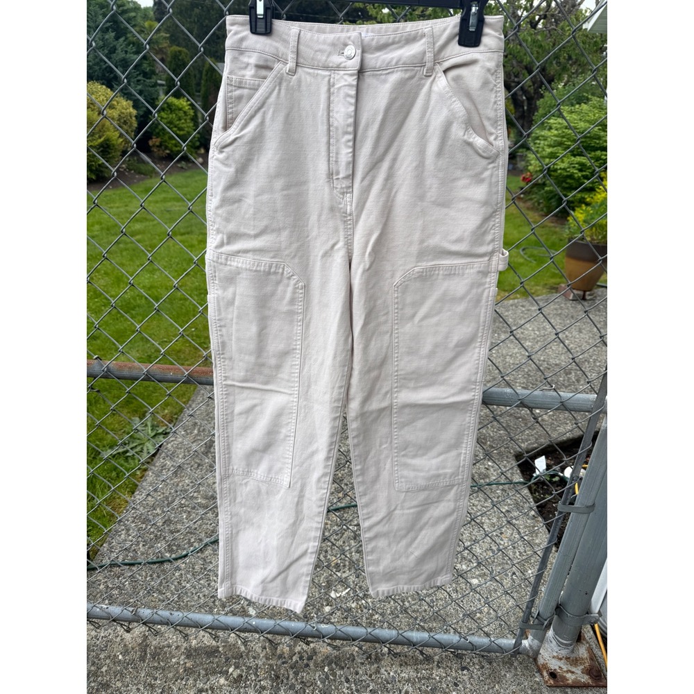 Wilfred Free Aritzia Beige Carpenter Pants High Rise Utility Straight Leg Size 8 - Picture 9 of 9